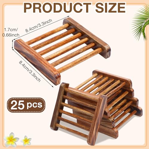 Amyhill 25 Pcs Bamboo Wood Soap Dish Bulk Bathroom Wooden Soap Holder Savers Self Draining Dishes Handcraft Tray, 3.3 x 3.3 x 0.67 Inch (Charcoal Color) - color: Charcoal Color