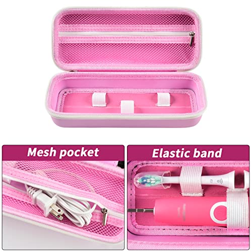 Comecase Toothbrush Travel Case for Oral-B/for Sonicare - Pink, Bag Only | Mesh Pocket for Toothpaste, Charger and Accessories, Fits for Oral-B Pro 1000 2000 3000 3500 1500, for Sonicare 4100 5100 - color: Pink, size: Regular Size