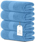White Classic Luxury Bath Towels Set of 4 Large - 700 GSM Cotton Ultra Soft Bath Towels 27x54 | Highly Absorbent and Quick Dry | Hotel Towels for Bathroom Luxury, Plush Shower Towels, Light Blue - color: 14: Light Blue