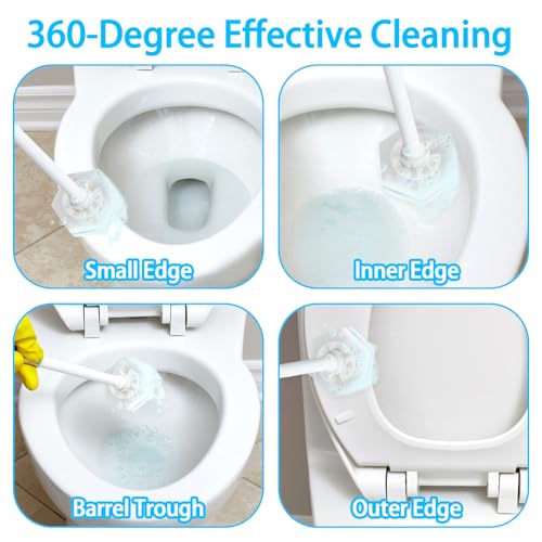 50 Pcs Toilet Wand Refills, Toilet Bowl Cleaners Replacement Heads, Disposable Sponge Scrubber for Household Cleaning Bathroom Cleaners Compatible Heads, Washroom Mats Brush Cleaning System