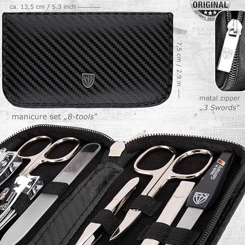 3 Swords Germany – manicure pedicure set kit (596) - color: BLACK - CARBON