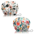 2 PCS Shower Cap Reusable Waterproof Adjustable Double Layer Elastic Dry Hair Bathing Caps Aesthetic Cute for Women Girls-Pink Flower - color: H-13-Pink Flower