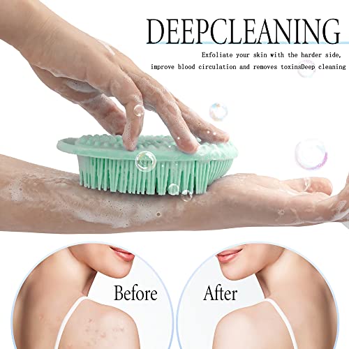 PQRUU 3 Pack Silicone Body Scrubbers for Use in Shower, Exfoliating Body Scrubber Fit for All Kinds of Skin, Soft Silicone Loofah,Bath Scrubbers Rapid Foaming,Blue,Green,Purple - color: Blue,green,purple