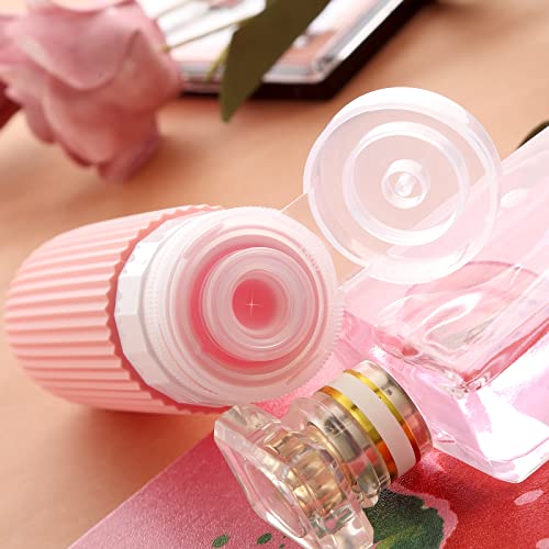 Mrsdry Travel Bottles for Toiletries, Tsa Approved 3oz Portable Travel Bottles, BPA Free Leak Proof Squeezable Silicone Travel Size Containers, Travel Accessories with Clear Toiletry Bag (4 Pack) - color: Rose Pink, size: 3 Ounces