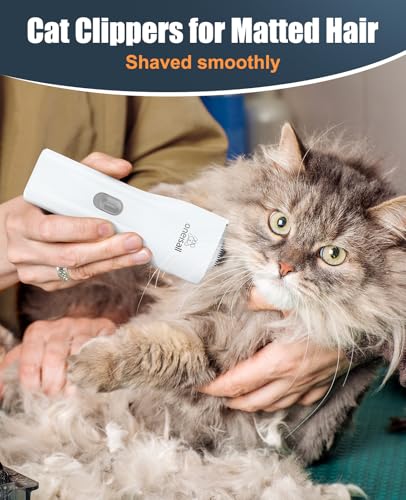 oneisall Pet Clippers for Cat Matted Hair, Quiet Pet Shaver for Cats | Waterproof Cordless Cat Clippers for Matted Long Hair with Storage Bag,Lightweight and Easy to Use for Cat, Pet, Small Dog - color: White, size: Standard