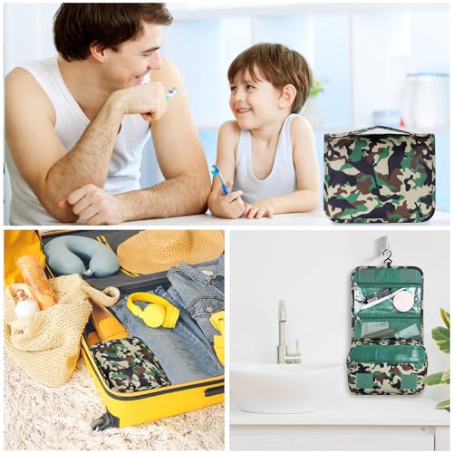 Kids Hanging Toiletry Bag for Boys, Travel Toiletry Bag for Little Young Boys Waterproof Wash Bag Toddler Traveling Toiletries, Dinosaur Camo - color: Dinosaur-Camo