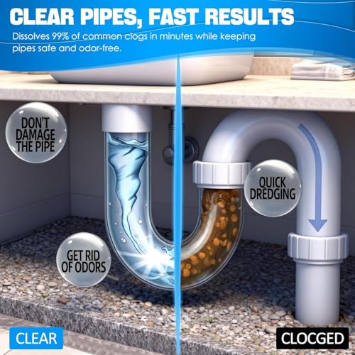 Pipe Bobo Drain Cleaner, Drain Clog Remover, Sink and D-rain Cleaner, Professional Strength Pipe Dredging Formula for Kitchen Sinks, Shower Drains, Tubs, Dissolves Blockages (3Pcs) - size: 3Pcs