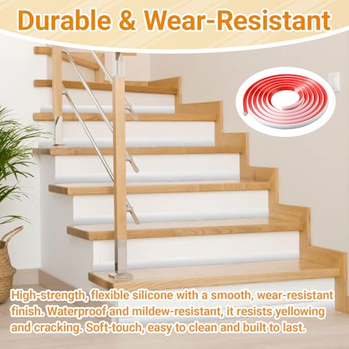 White Rubber Flexible 200 Inch Flexible Quarter Round Molding, Silicone Rubber Peel and Stick Shower Water Barrier Suitable for Shower Pans Corner and the Base of Staircase