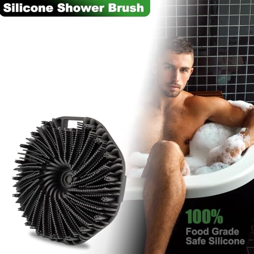 2-Pack Silicone Body Scrubber Shower Brushes,Exfoliating Body Scrubber for All Skin Type, Eco Friendly Shower Scrubber for Body, Silicone Body Brush for Showering (Black & Gray) - color: Black & Gray