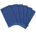 COTTON CRAFT Bath Mitt - 6 Pack Euro Spa Waffle 100% Cotton Towel Mitts | Large 5.5x10 inches Blue Exfoliating Gloves - Sensitive Skin Friendly - Body Bath Shower Glove Washcloth with Hanging Loop - color: Blue - Bath Mitt