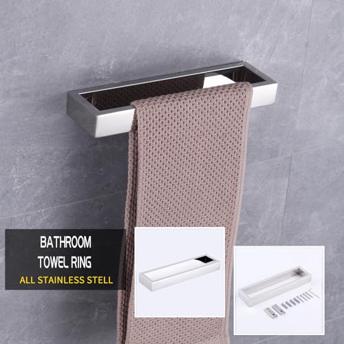 GERZWY 2-Piece Bathroom Accessory Set SUS 304 Stainless Steel Toilet Paper Holder Towel Ring Wall Mount, Polished Finish HG1708-2JG - color: Polished