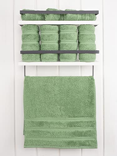 American Soft Linen 100% Cotton Luxury Turkish Towels, 4 PC Hand Towel Set | Soft Absorbent Quick Dry OEKO Tex Standard 100 Certificated Durable Machine Washable Breathable Premium Hotel Quality - color: Sage Green, size: 4 PC (16"x28")