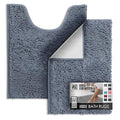 Hearth & Harbor Bathroom Rugs, Chenille Bath Mat - Machine Washable Bath Mats for Bathroom Non-Slip Backing Rubber, Quick Dry Bathroom Mat, 17 x 24 + 20 x 24 - Stone Blue - color: Stone Blue, style: 17 x 24 + 20 x 24