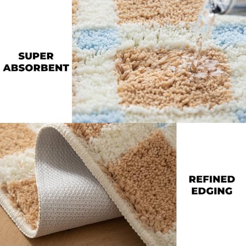 GIB Bathroom Rugs Mat 32" x 20", Extra Soft Absorbent Plush Fluffy Bath Rugs, Non-Slip Washable Bath Mats for Bathroom Floor Shower Home Decor Accessories, Warm Beige & Cream Striped - color: Beige Striped, size: 32" X 20"