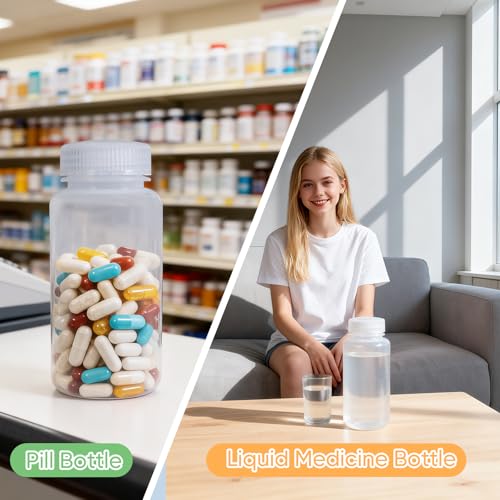 DEMORA 8 oz Plastic Bottles with Lids, Airtight Refillable Wide Mouth Travel Bottles for Toiletries, PP Food Grade Plastic Containers for Liquids Pill Water Sample Lab Reagent (Clear, 2 Pcs) - color: Clear, size: 8 oz