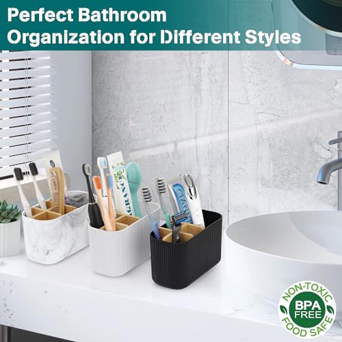 GFWARE White Toothbrush Holder - Bamboo Toothbrush Holders for Bathrooms Electric Toothbrush Holder Organizer Kids Toothbrush Holders for Bathrooms Countertop - color: White