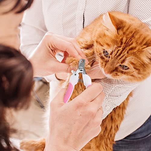 JULMELON 10PCS Cat Bathing Bag Adjustable Shower Washing Net Grooming Set | Polyester Mesh, Kitten Adult Pet Grooming, Shower Bathing Nail Trimming Examination, Brush Clipper File Comb Tick Tool Caps - color: Pink+Grey