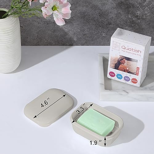 Quatish 2 Pack Travel Soap Containers, Portable Holder with Lid, Camping Gym Travel Case, Beige - color: Beige