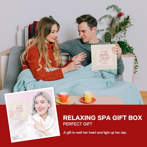 Rose Spa Gift Set for Women, Luxury 9 Pcs Bath Salts Set, Relaxation Gifts for Women, Self Care Set, Clean Moisturizing Skin, Gifts for Mom, Wife, Sister, Friend