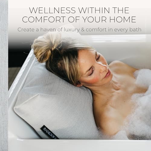 BADESOFA® Luxury Bath Pillow S - Ultra Comfortable & Quick-Drying Bath Back Pillow - Washable Full Body Bath Pillow for Bathtub - Therapeutic Head and Neck Support - Luxury Spa Cushion in Grey - color: Grey, size: Small (Single Pillow)