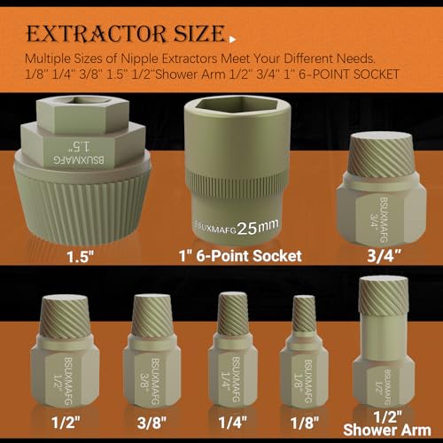 1.5" Tub Drain Extractor, 8PCS Pipe Nipple Extractor, Strong Grab Plumbing Tools, Remove The Old, Stubborn, Broken, Rusted Drain Tub Bathtub Stopper, with Solid Storage Case - size: 8-Pieces