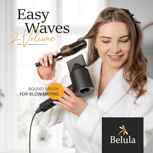 Belula 100% Soft Boar Bristle Round Brush for Blow Drying Set. Round Hair Brush With Small 1.6” Wooden Barrel. Hairbrush Ideal to Add Volume and Body. Free 3 x Hair Clips & Travel Bag. - color: Small Barrel 1.6"
