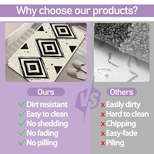 Doodle Geometry Bathroom Rugs Mat, Super Absorbent Quick Drying Floor Mat for Bathroom Entryway 17"x30" - color: Doodle Geometry