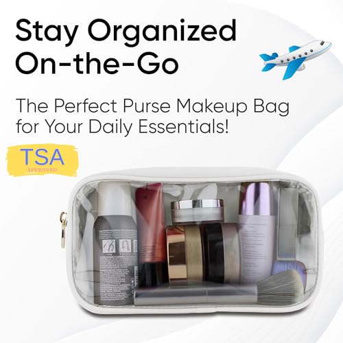 DANCOUR Small Clear Makeup Bag – Mini Pouch for Purse, White Cosmetic Travel Case, Compact Clear Cosmetic Bag, Mini Purse Pouch for Travel - color: White, style: Small