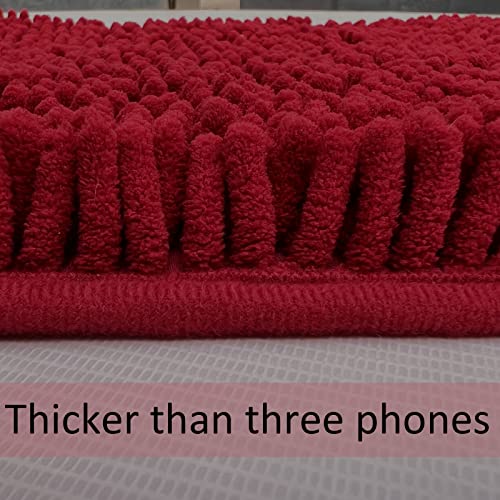 Burgundy Bathroom Rugs Sets 4 Piece with Toilet Lid Cover, Non Slip Bathroom Mats Extra Soft Chenille Bath Rugs Absorbent Shaggy Rugs Perfect Plush Mats U-Shaped Toilet Rug Set Home Decoration - color: Burgundy, size: 1'8" x 2'8" (Square + oval + U-shape)