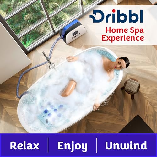 Dribbl Electric Bubble Massage Bathtub Mat – Non-Slip Full-Body Waterproof Hot Tub Spa Mat for Bath with Heater, Motorized Air Pump, and Remote Control, 6-Speed Adjustable Massage, Blue - color: Blue