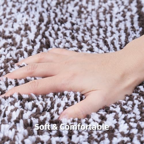 3-Piece Striped Bathroom Rug Set with U-Shaped Toilet Rug, Non-Slip Rubber Bottom, Soft Absorbent Microfiber, Quick Dry, Ultra Soft, Bath Mats for Tub (Chocolate) - color: Chocolate