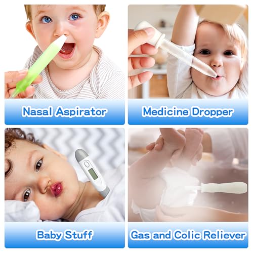 Baby Healthcare and Grooming Kit, 21 in 1 Portable Baby Essentials Kit with Gas Relief Hair Brush Comb Nasal Aspirator for Newborn Boys Girls (Grey White) - style: 21 Kits-Grey White
