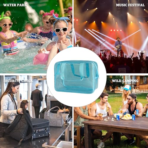 Blue Waterproof Makeup Bag,11.81 x 5.12 x 8.27inch, Iridescent TPU Travel Toiletry Bag with Handle for Women & Men, Portable Cosmetic Pouch for Gym Swim Beach (524-6) - color: 524-6 Set