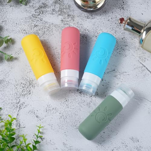 Zafit Travel Bottles for Toiletries, TSA Approved Travel Containers 3oz Leak Proof Travel Tubs Refillable Liquid Travel Accessories for Shampoo Conditioner Lotion Body Wash(Multicolored F) - color: Multicolored F