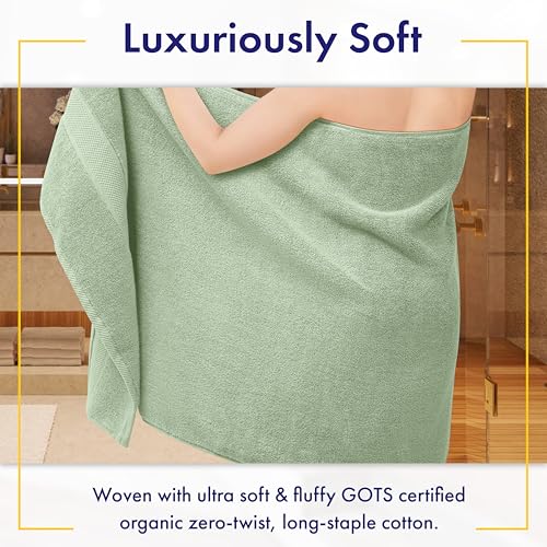 Alusa Home 100% Organic Luxury Bath Sheets - GOTS Certified - Extra Large 35x70 Inches (Pack of 2) Zero-Twist, Long-Staple Cotton Bath Sheet Set (Eucalyptus Green) - color: Eucalyptus, size: 2pc Bath Sheets