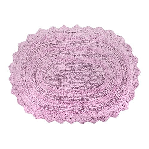DII Crochet Collection Reversible Bath Mat, Small Oval, 17x24, Mauve - color: Mauve, size: 1'5" x 2' (Oval)