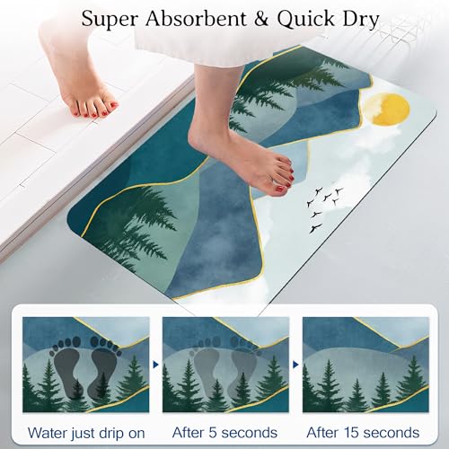 Elightvap Mountain Landscape Sun Bathroom Rugs Mat Non Slip Absorbent Quick Dry Rug Bath Mats for Bathroom Floor Bathtub,17 * 29.5 Inches - color: Mountain Landscape Sun