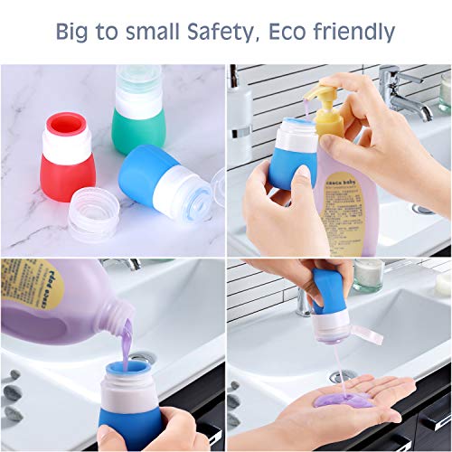PuGez Salad Dressing Container to Go, Mini Food Condiment Portable Storage Squeeze Bottles for Ketchup/Sauces, Leak Proof, Leak-Resistant, 5 Pack with Cleaning Brush (1.3oz, 37ML)