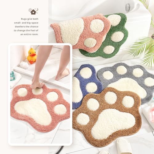 Molesun Paw Shaped Bath Mat, Cute Bathroom Rug Non-Slip, Soft Microfiber Water Absorbent Thick Shower Rug, Machine Washable Bath Rug for Bathroom Bedroom, Pink, 17x23 - color: Pink