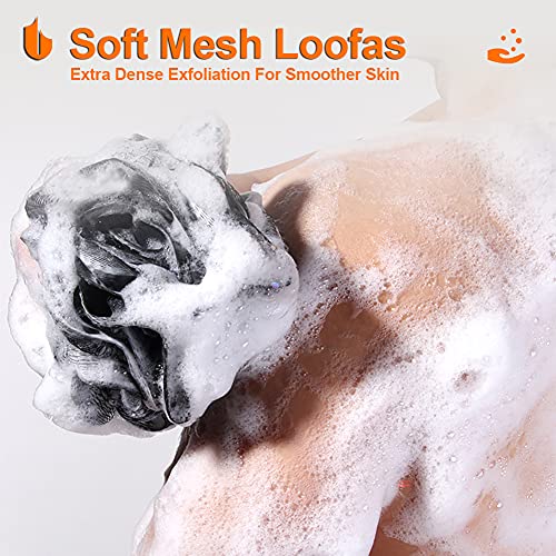 Urbanstrive Shower Bath Sponge XL 75g Soft Shower Loofahs Balls for Body Wash Men Women Bathroom Accessories, 1 Pack, Black - color: Black