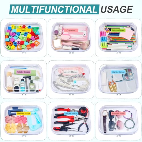 Sanwuta 10 Pcs Hard Zipper Case Clear Hard Pouches Plastic Zipper Pencil Box Toy Storage Bins Portable Plastic Containers for Travel Toiletry Office Cosmetic Blocks Puzzles Organizer (M) - size: M