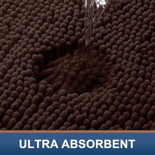 Smiry Luxury Chenille Toilet Rugs U-Shaped 20x20, Soft Absorbent Non-Slip Contour Bathroom Rugs for Toilet, Machine Washable Contoured Bath Mats, Brown - color: Brown, size: 20" X 20" Contour Rug