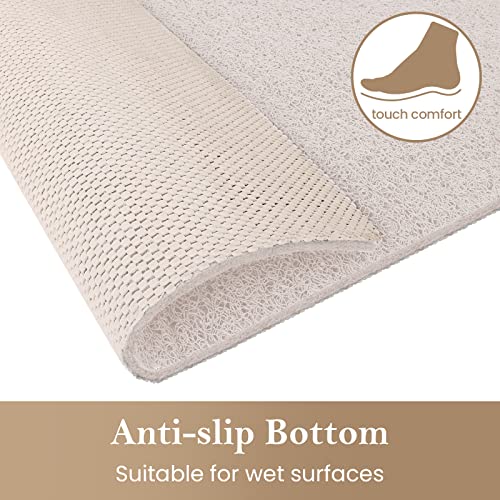 Shower Mat Bathtub Mat Non-Slip,24x16 inch, Soft Tub Mat with Drain,PVC Loofah Bath Mat (Phthalate Free) for Tub and Bathroom,Quick Drying,White - color: White, size: 24" x 16" (Rectangular)