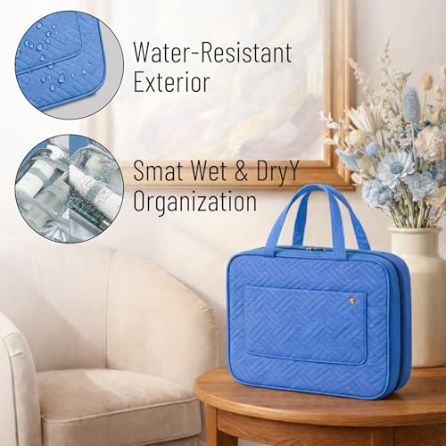 Ms. Pen- Travel Toiletry Bag Organizers, Teal | Makeup Travel Bag for Toiletries with Hanging Hook, Water-Resistant