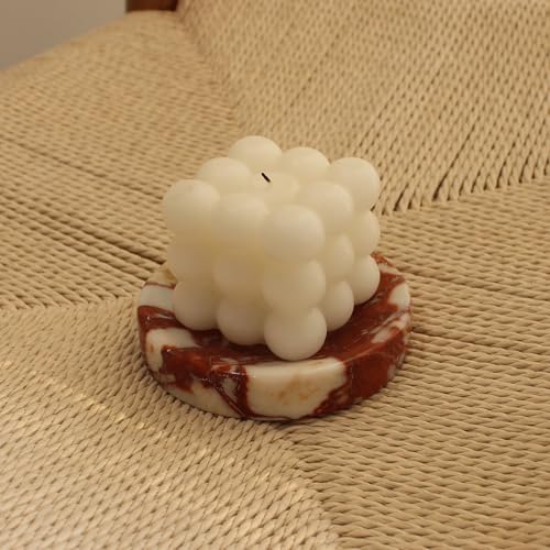 Natural Calacatta Red Marble Soap Dish, Round Small Jewelry Dish, Sponge Holder for Bathroom, Kitchen - color: Calacatta Red
