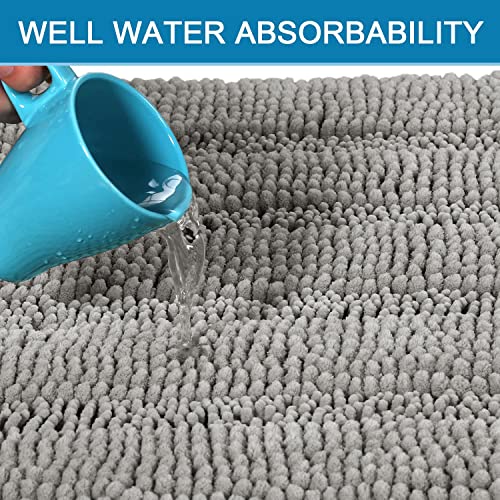 H.VERSAILTEX 3 Piece Bathroom Rugs Sets Thick Striped Bath Rugs Set for Bathroom Non Slip Soft Absorbent Bath Mat Set for Tub, Shower and Toilet(17''x24''+20''x32''+20''x24'' U-Shaped, Dove) - color: Dove