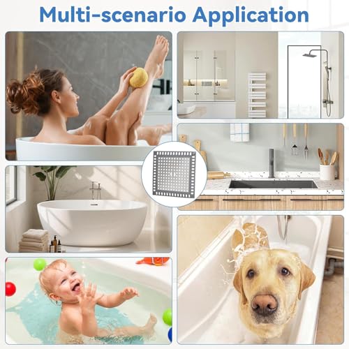 Shower Drain Hair Catcher,4.72",Hair Catcher for Bathroom Drain,Sink,Tub | BathTub Drain Cover Protector,Easy Installation Clean,Prevents Clogged For Bath/Laundry room/Kitchen/Floor Drain,Sink,Bathtub - size: Square 4.72 inch