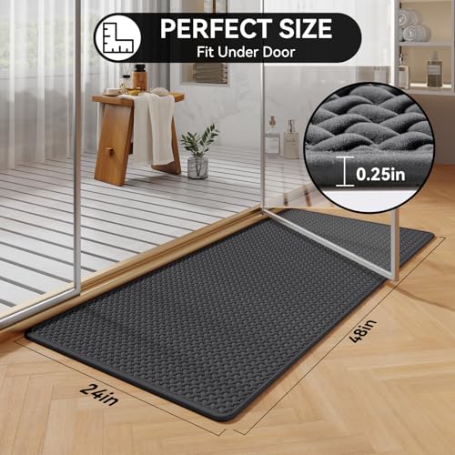 YDKGL Bathroom Rugs Non Slip, Extra Soft Absorbent Quick Dry Bath Mats, Foam Weave Texture Thin Bath Rugs Washable with Rubber Backing, 24" x 48“ - color: Grey, size: 24"x 48"