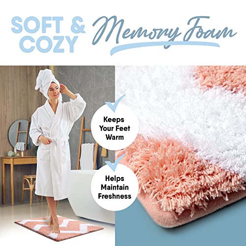 MICRODRY Home Inspirations Collection Soft & Cozy Bath Mats for Bathroom, Memory Foam Bathroom Rugs with Skid Resistant Base, Ultra Absorbent Microfiber Bath Mat, 17x24, Small, Pearl Blush - color: Pearl Blush