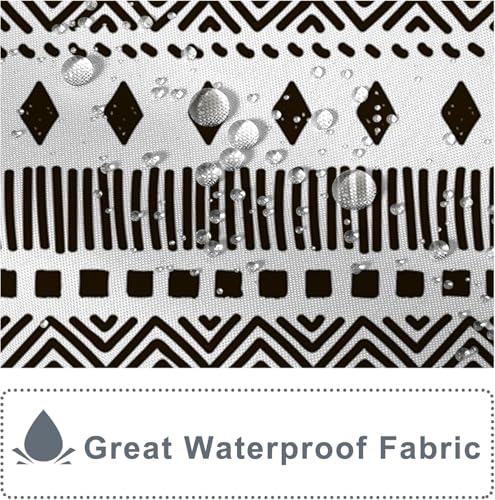 AOFOTO Bohemian Shower Curtain Black and White Geometric Design Shower Curtains with Black Tassel Boho Pattern Shower Curtains for Bathroom Waterproof Fabric Bath Curtain Sets with Hooks 36x72 Inches - color: Black Stripe, size: 36"W x 72"L (Pack of 1)